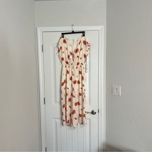 NWT June & Hudson cream and peach pull on jumpsuit size M  casual or dressy.